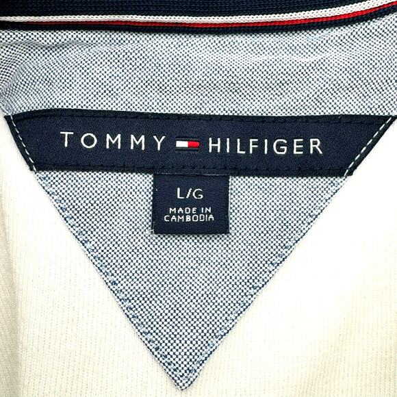 TOMMY HILFIGER‎ Men's Large White Gray Raglan Long Sleeves Pullover Sweatshirt - Picture 5 of 8